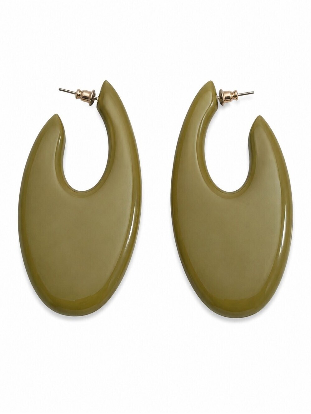 Vintage Mod Olive Green Statement Hoop Earrings